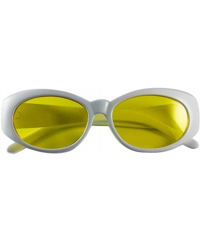 Oval RaveXX Sunglasses With White Frames & Yellow Lenses - C318LWQZ8UE $7.81