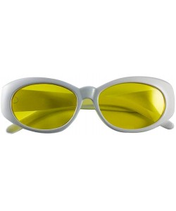 Oval RaveXX Sunglasses With White Frames & Yellow Lenses - C318LWQZ8UE $7.81