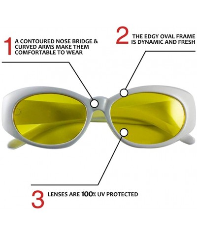 Oval RaveXX Sunglasses With White Frames & Yellow Lenses - C318LWQZ8UE $7.81