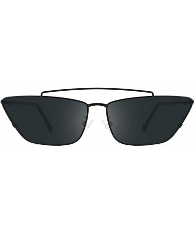 Oversized Sunglasses for Women Cat Eye Fashion Vintage Metal Frame UV400 Lenses - Saddlebrown-black Frame - CT18ROY63RT $12.72