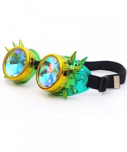 Goggle Retro Victorian Steampunk Goggles Rainbow Prism Kaleidoscope Glasses - Yellow Green(spike) - C018SNIG6XZ $11.76
