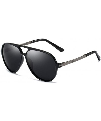 Oval Men Sunglasses Retro Black Grey Drive Holiday Oval Polarized UV400 - Grey - CI18R96K2CX $11.25