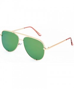 Oversized Rose Gold Pink Men Women Sunglasses Aviator Mirrored Metal Oversize Glasses - Green Mirror - CZ180RL6DTX $10.19