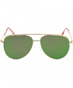 Oversized Rose Gold Pink Men Women Sunglasses Aviator Mirrored Metal Oversize Glasses - Green Mirror - CZ180RL6DTX $10.19