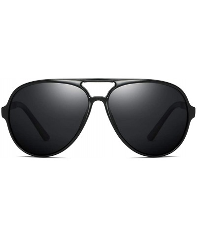 Oval Men Sunglasses Retro Black Grey Drive Holiday Oval Polarized UV400 - Grey - CI18R96K2CX $11.25