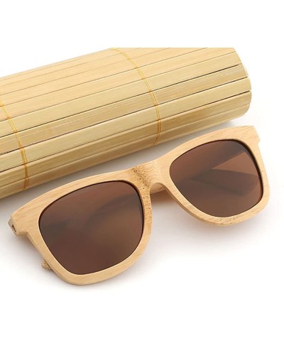 Wayfarer Wood Polarized Sunglasses for Men & Women Natural Wood Sunglasses Bamboo Glasses Mirror Lens - Red - CD18D2N3M5Z $22.22