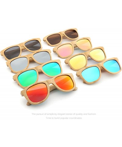 Wayfarer Wood Polarized Sunglasses for Men & Women Natural Wood Sunglasses Bamboo Glasses Mirror Lens - Red - CD18D2N3M5Z $22.22
