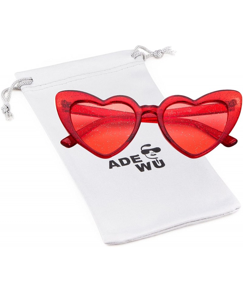 Oversized Clout Goggle Heart Sunglasses Vintage Cat Eye Mod Style Retro Kurt Cobain Glasses - Red-1 - CG18ERE2EQT $8.57