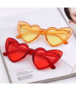 Oversized Clout Goggle Heart Sunglasses Vintage Cat Eye Mod Style Retro Kurt Cobain Glasses - Red-1 - CG18ERE2EQT $8.57