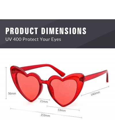 Oversized Clout Goggle Heart Sunglasses Vintage Cat Eye Mod Style Retro Kurt Cobain Glasses - Red-1 - CG18ERE2EQT $8.57