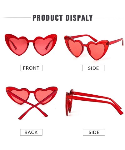 Oversized Clout Goggle Heart Sunglasses Vintage Cat Eye Mod Style Retro Kurt Cobain Glasses - Red-1 - CG18ERE2EQT $8.57