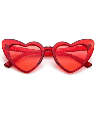 Oversized Clout Goggle Heart Sunglasses Vintage Cat Eye Mod Style Retro Kurt Cobain Glasses - Red-1 - CG18ERE2EQT $8.57