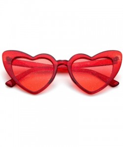 Oversized Clout Goggle Heart Sunglasses Vintage Cat Eye Mod Style Retro Kurt Cobain Glasses - Red-1 - CG18ERE2EQT $8.57