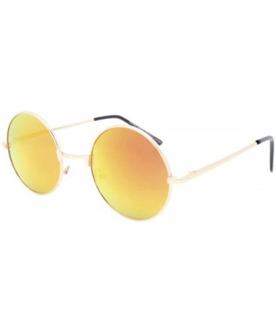 Round LENNON Round Lens Metal Sunglasses - Gold Mirrored Lens - CV199ZSXQRA $16.42