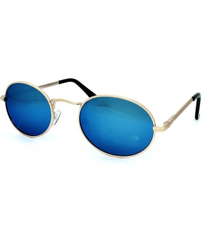 Round 533 Premium Women Man Brand Designer Round Oval Style Mirrored Fashion Aviator Sunglasses - Blue - CE18GZWL6AH $15.85