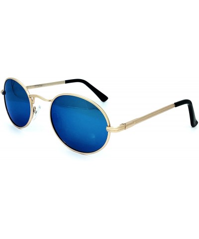 Round 533 Premium Women Man Brand Designer Round Oval Style Mirrored Fashion Aviator Sunglasses - Blue - CE18GZWL6AH $15.85