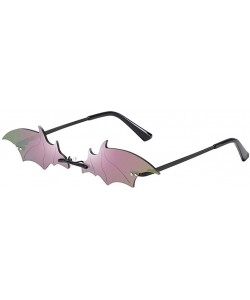 Rimless Funny Bat Shape Irregular Sunglasses Classic Vintage Design Style Sunglasses - Unisex - Pink/Black Frame - CP199Y5M7E...