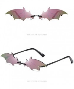 Rimless Funny Bat Shape Irregular Sunglasses Classic Vintage Design Style Sunglasses - Unisex - Pink/Black Frame - CP199Y5M7E...