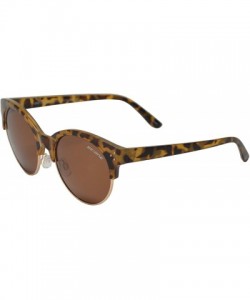 Round Polarized Half Rim Round Sunglasses for Women - Classic Half Frame UV Protection - Tortoise + Brown - C01939C872Z $17.51