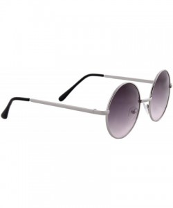 Oversized Unisex Sunglasses Vintage Small Tinted Round Lens Circle Metal Frame - Silver Metal Frame/ Brown Lens - CS18K3SL35C...