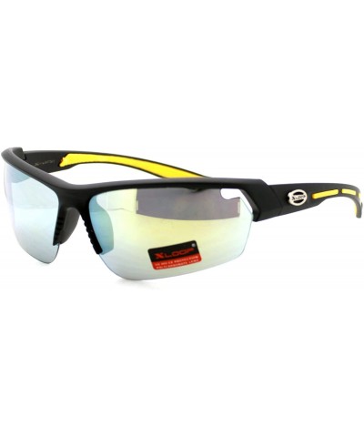 Wrap Xloop Sunglasses Mens Sports Light Weight Half Rim Wrap Matte Frame - Black Yellow - C51804EICI0 $19.36