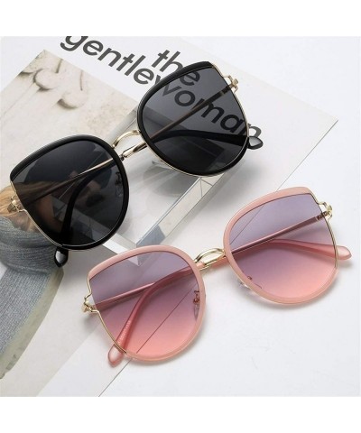 Round Women Cat Eye Sunglasses Oversized Sun Glasses Female Shades Gradient Lens - C6silver - CC19032KK8S $12.96