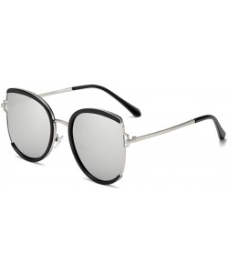 Round Women Cat Eye Sunglasses Oversized Sun Glasses Female Shades Gradient Lens - C6silver - CC19032KK8S $12.96