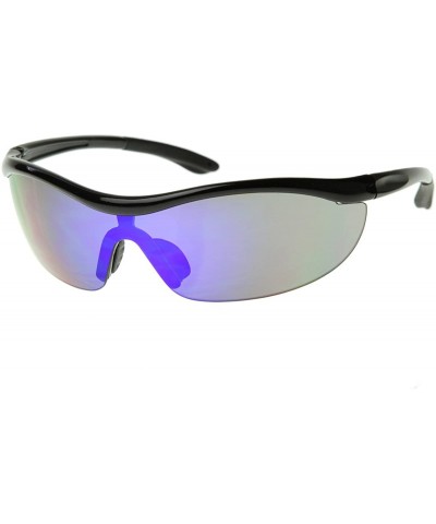 Shield Shatterproof Durable TR90 Half Jacket Shield Sports Sunglasses (Black Blue-Color) - C2116O2M0ZD $32.40