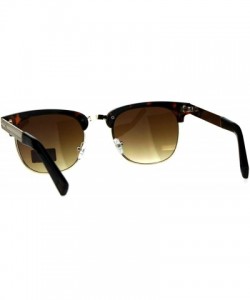 Rectangular Luxury Bling Rhinestone Half Horn Rim Rectangular Sunglasses - Tortoise Brown Smoke - CM18CT464UE $9.80