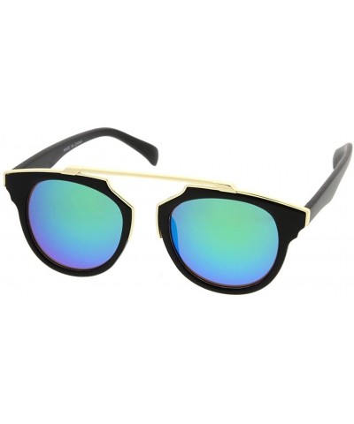 Wayfarer Retro Fashion Dapper Frame Brow Bar Flash Lens Women Sunglasses Model S60W3175 - Blue - C6183R00ZQQ $7.41