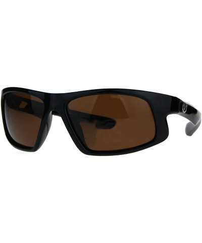 Sport Nitrogen Mens Polarized Lens Sport Warp Plastic Sunglasses - Black Orange Brown - CY188LLI8DE $10.71