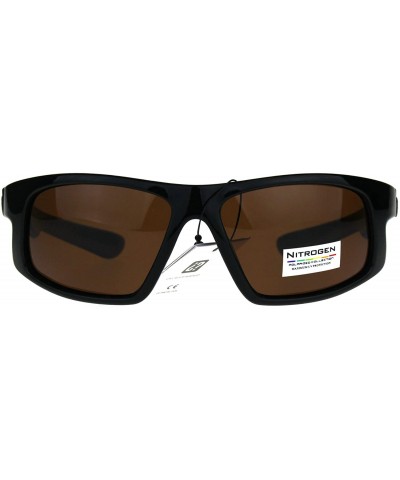Sport Nitrogen Mens Polarized Lens Sport Warp Plastic Sunglasses - Black Orange Brown - CY188LLI8DE $10.71
