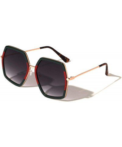 Butterfly Geometric Polygon Thin Frame Fashion Sunglasses - Smoke Red Stripe - C7197M6KLQU $12.52