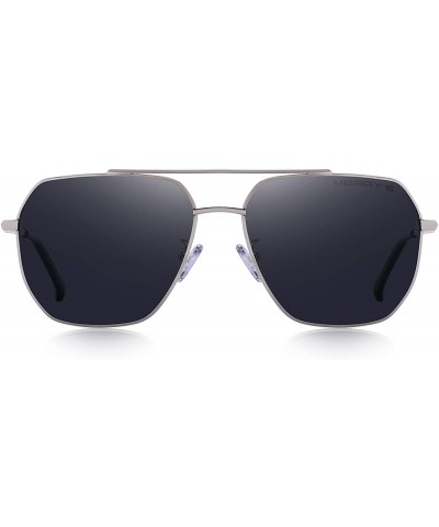 Rectangular Ultra Lightweight Rectangular Men's Polarized Sunglasses for Men 100% UV protection S8211 - Silver&black - C018KL...