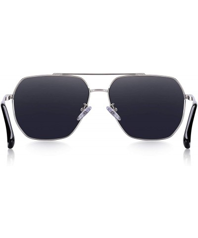 Rectangular Ultra Lightweight Rectangular Men's Polarized Sunglasses for Men 100% UV protection S8211 - Silver&black - C018KL...