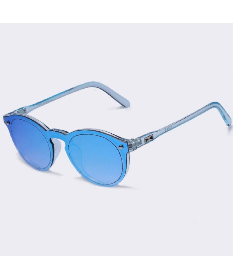 Oval Women Sunglasses Oval Fashion Female Men Retro Reflective Mirror C01Blue - C01blue - CY18Y6SCDMG $12.42