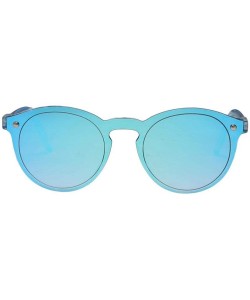 Oval Women Sunglasses Oval Fashion Female Men Retro Reflective Mirror C01Blue - C01blue - CY18Y6SCDMG $12.42