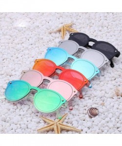 Oval Women Sunglasses Oval Fashion Female Men Retro Reflective Mirror C01Blue - C01blue - CY18Y6SCDMG $12.42