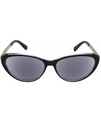 Cat Eye Cateye Rhinestone Womens Full Lens Reading Sunglasses R103 - Black/Silver Frame Gray Lenses - C018IK5AR6U $14.54
