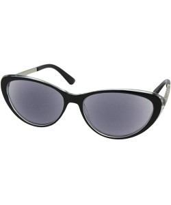 Cat Eye Cateye Rhinestone Womens Full Lens Reading Sunglasses R103 - Black/Silver Frame Gray Lenses - C018IK5AR6U $14.54