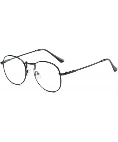 Round Men women retro glasses full frame round resin lenses myopia glasses - Black - CT18EA5IM3N $52.39