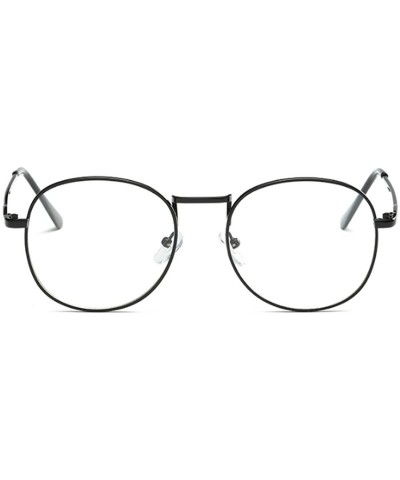 Round Men women retro glasses full frame round resin lenses myopia glasses - Black - CT18EA5IM3N $25.88