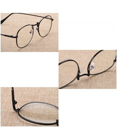 Round Men women retro glasses full frame round resin lenses myopia glasses - Black - CT18EA5IM3N $25.88