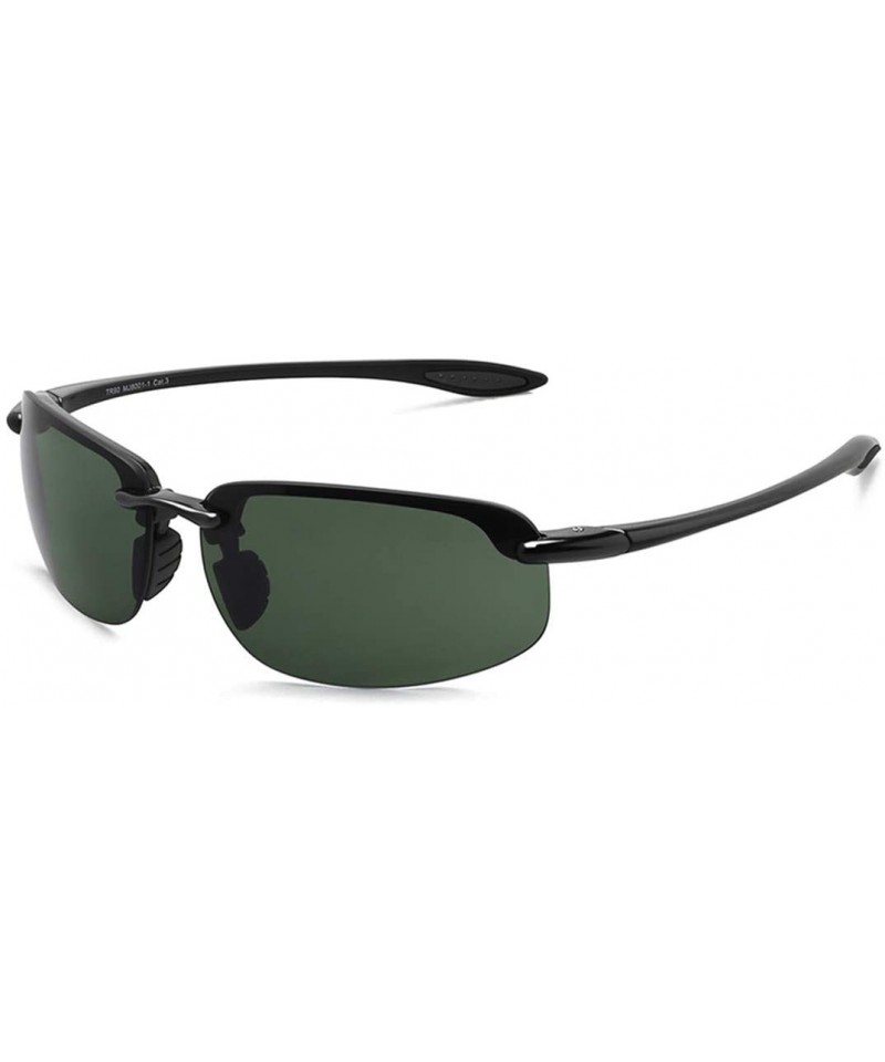 Sport Sunglasses Men Classic Rimless Driving Hiking Women's TR90 Material UV400 Male - C2 Black Green - CI18M3NHKHS $33.49