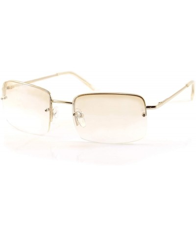 Shield Minimalist Medium Rectangular Sunglasses Clear Eyewear Spring Hinge A173 A174 - (Clear) Silver Frame - CE18DI5DNRS $16.69