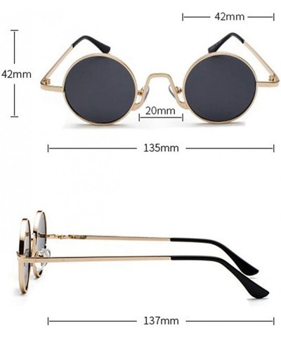 Round Men's John Lennon Style Metal Golden Steampunk Round Frame Sunglasses - C111UP9U995 $18.55