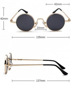 Round Men's John Lennon Style Metal Golden Steampunk Round Frame Sunglasses - C111UP9U995 $18.55