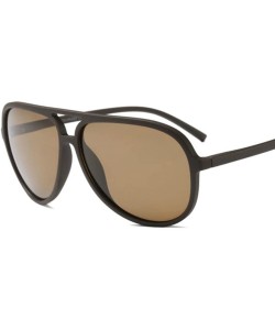 Oversized Polarized Aviator Sunglasses for Men Women Black TR90 Frame Ultralight Sunshades - Matte Brown - CX18D2KZAIR $18.53