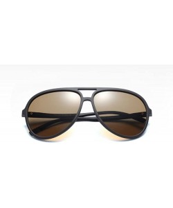 Oversized Polarized Aviator Sunglasses for Men Women Black TR90 Frame Ultralight Sunshades - Matte Brown - CX18D2KZAIR $18.53