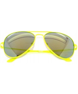 Aviator Classic Aviator Sunglasses Mirror Lens Colored Metal Frame with Spring Hinge - Green-yellow Frame Gold Lens - CU11MZ0...